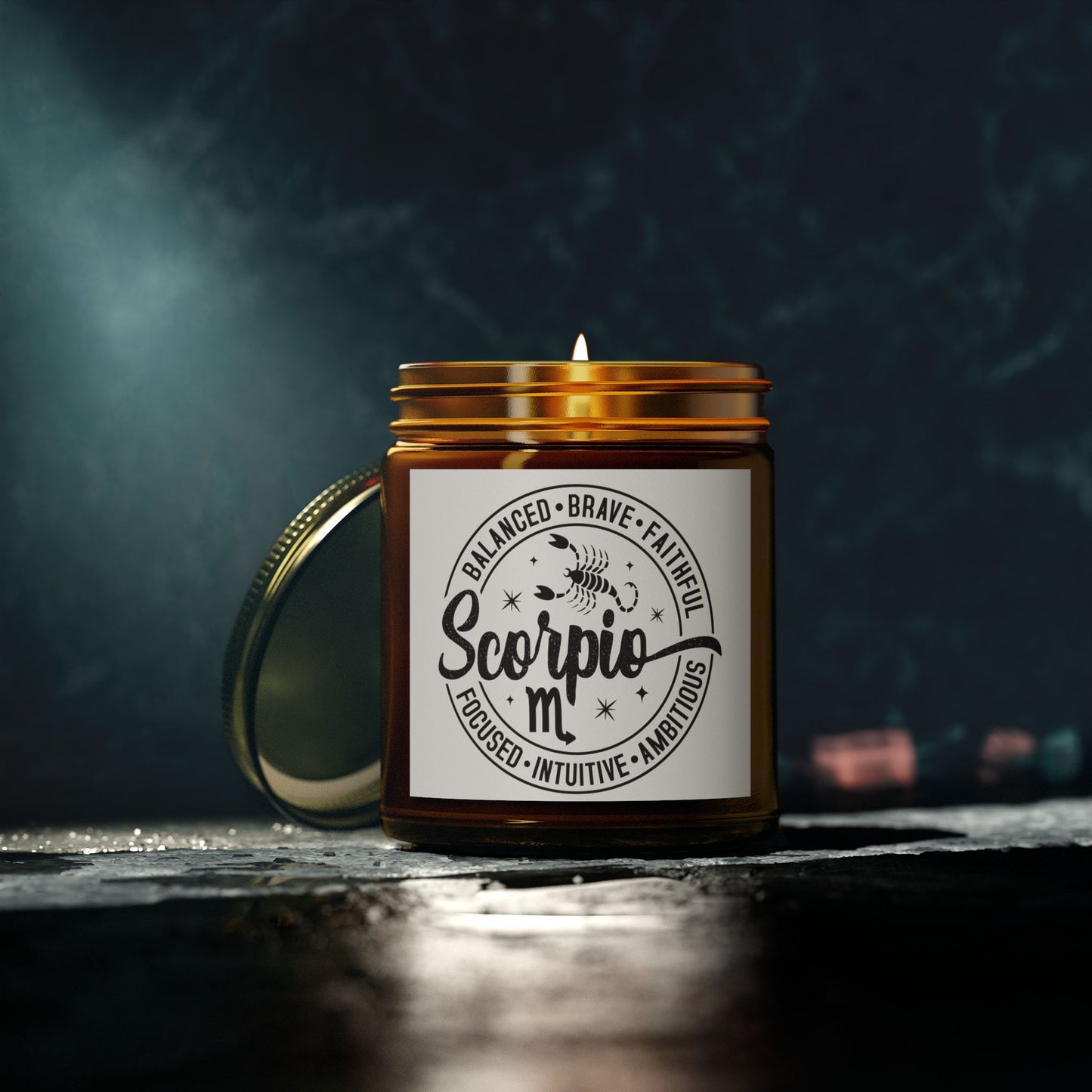 Scorpio Zodiac Scented Candle | Aromatherapy Gift for Astrology Lovers | Balanced, Brave, Faithful | Cozy Home Decor, Gift Set, Self-Care,