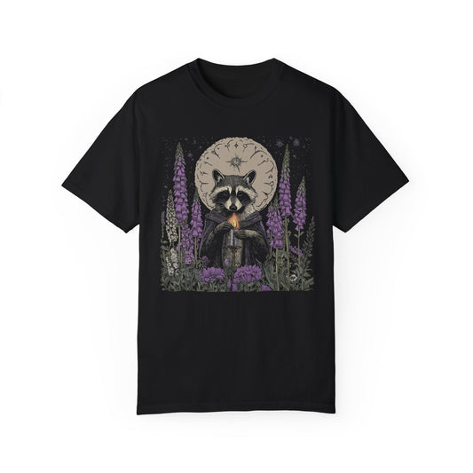 Mystical Raccoon T-shirt, Nature Lover Tee, Animal Art Shirt, Gift for Wildlife Enthusiasts, Eco-friendly Fashion, Moonlit Design