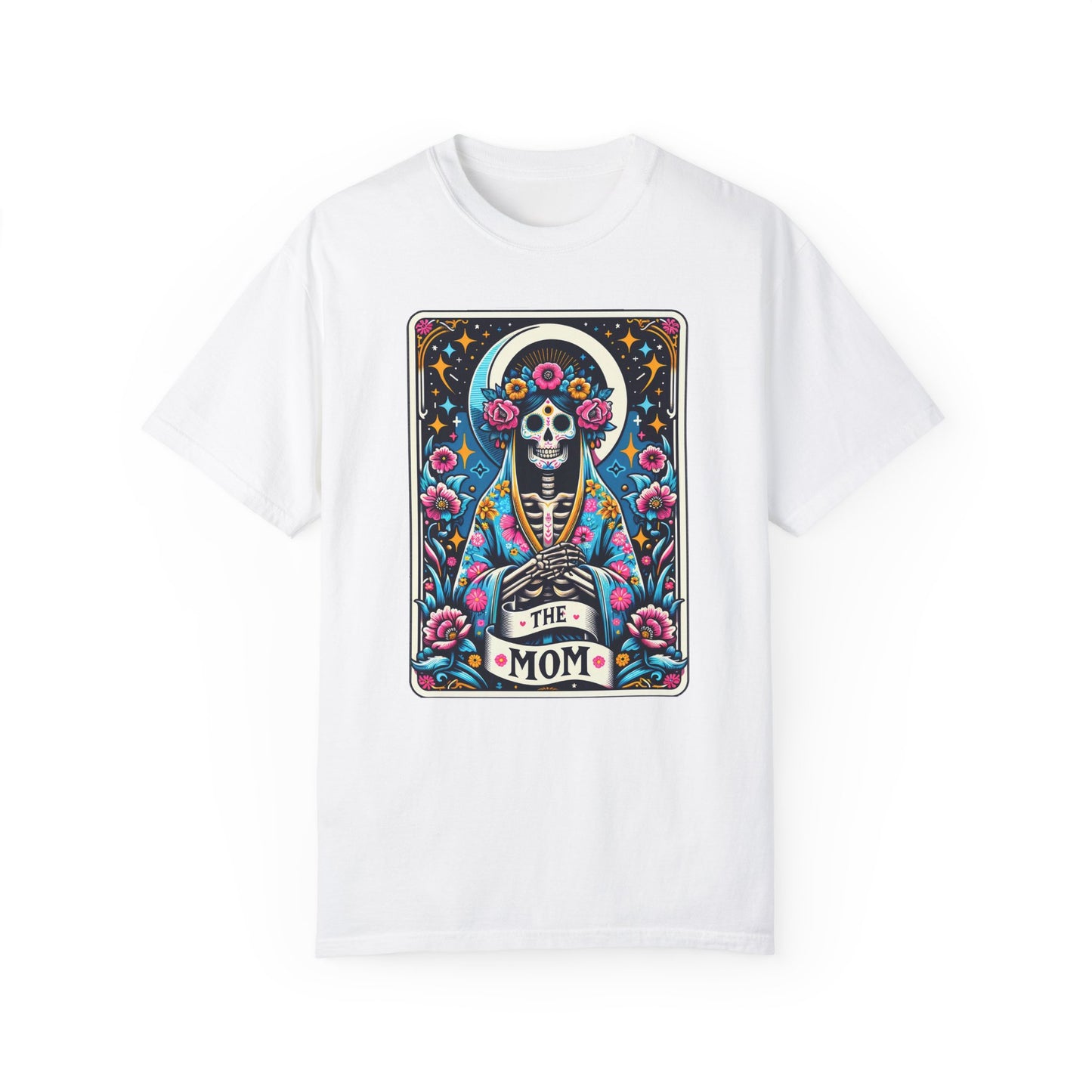 ‘The Mom’ Floral Skeleton Unisex Garment-Dyed T-Shirt for Mother's Day