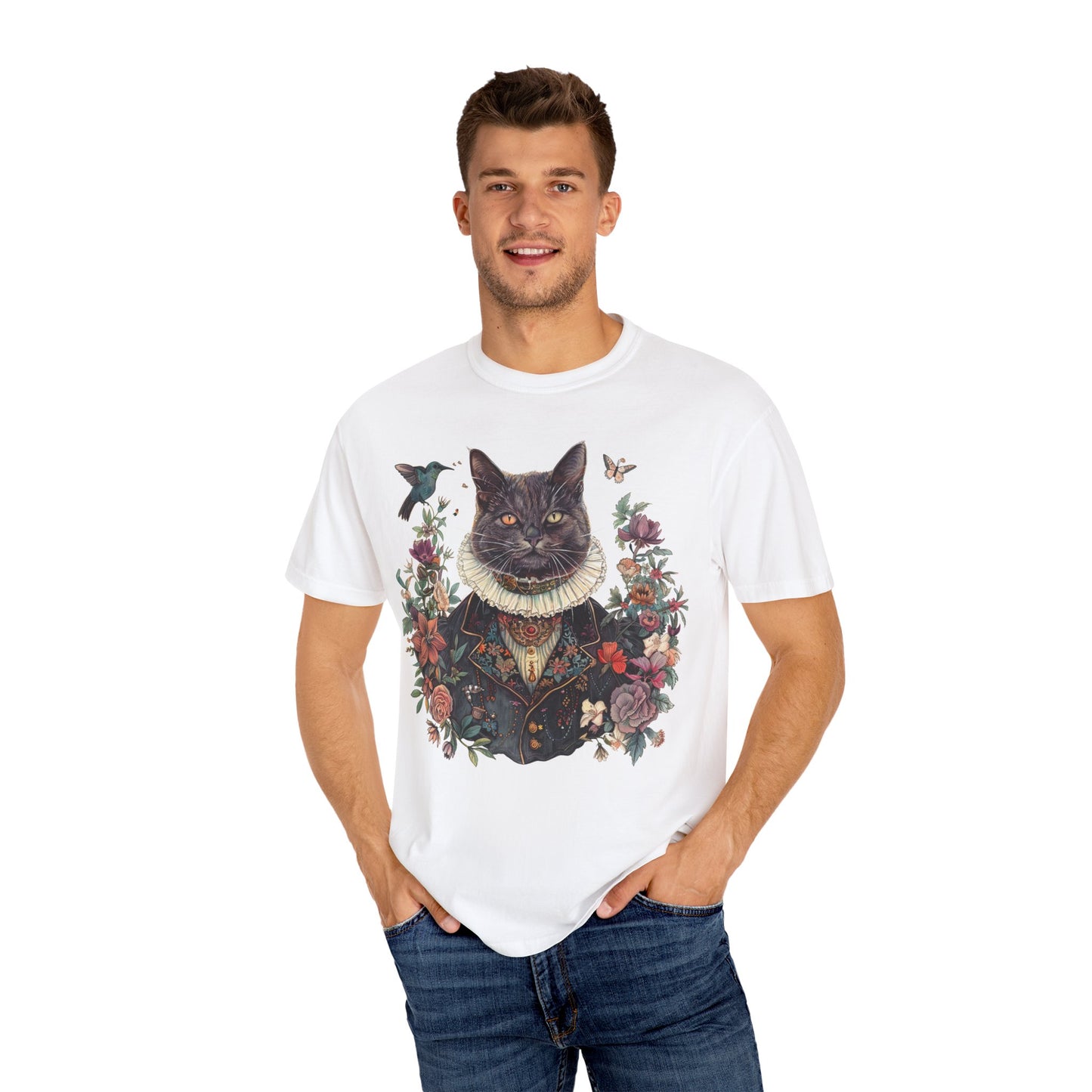 Vintage Cat Floral Unisex T-Shirt - Whimsical Design for Animal Lovers