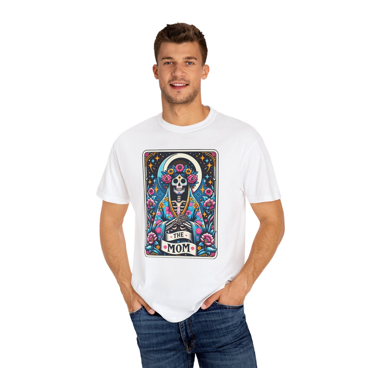 ‘The Mom’ Floral Skeleton Unisex Garment-Dyed T-Shirt for Mother's Day
