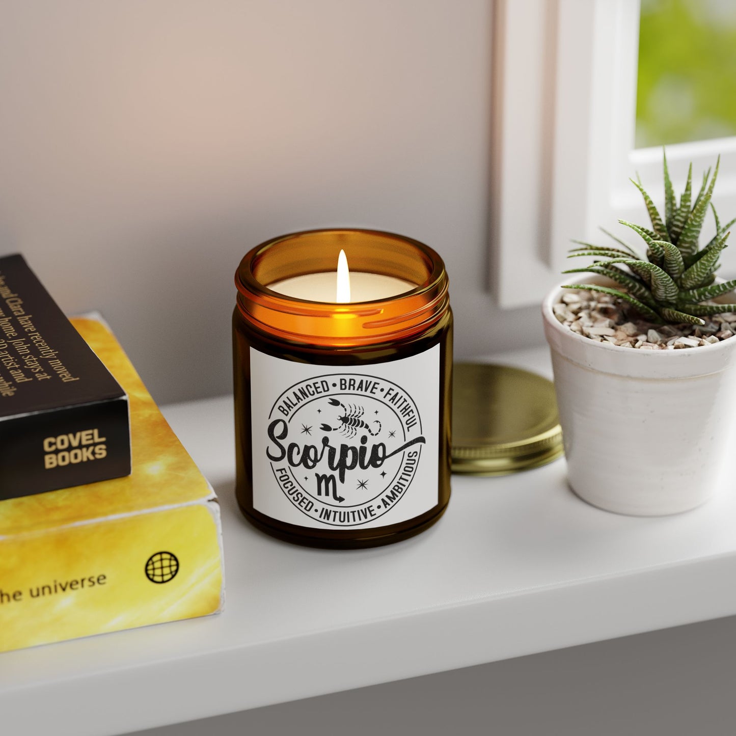 Scorpio Zodiac Scented Candle | Aromatherapy Gift for Astrology Lovers | Balanced, Brave, Faithful | Cozy Home Decor, Gift Set, Self-Care,