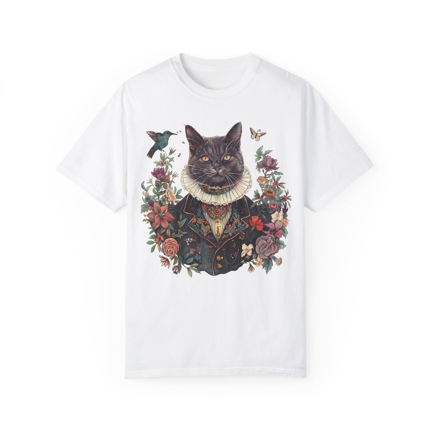 Vintage Cat Floral Unisex T-Shirt - Whimsical Design for Animal Lovers