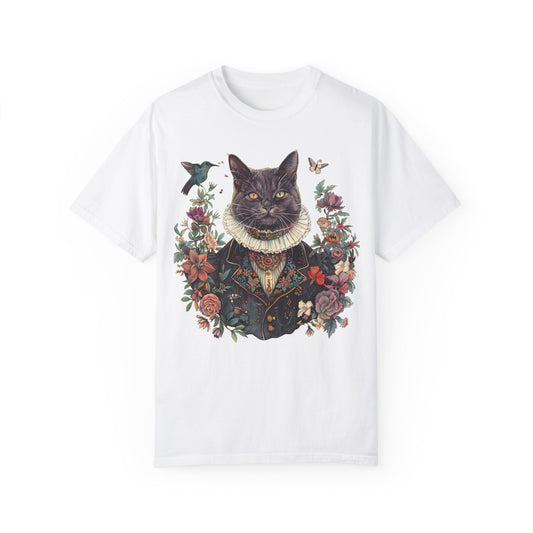 Vintage Cat Floral Unisex T-Shirt - Whimsical Design for Animal Lovers
