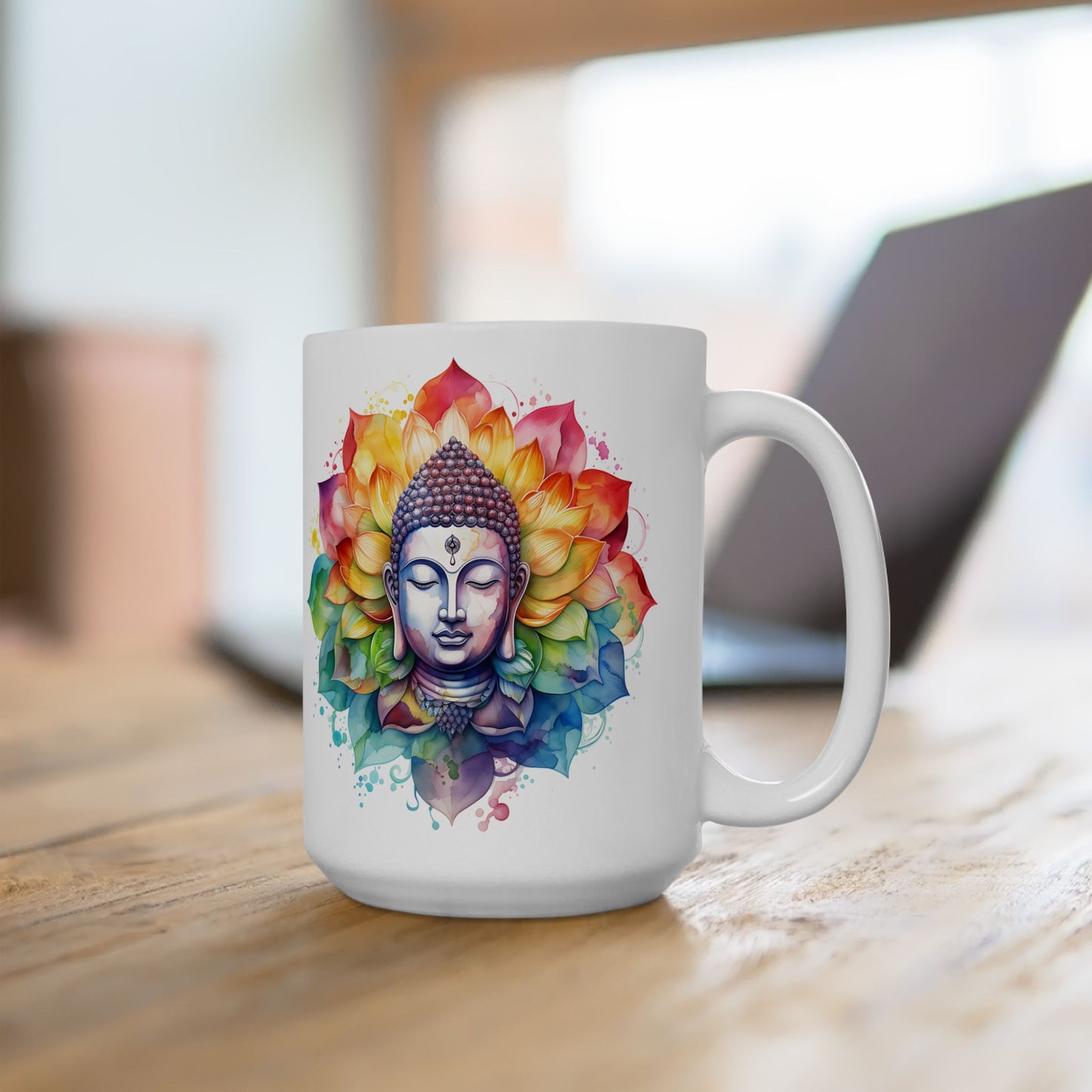 Colorful Flower Mandala Ceramic Mug - 11oz & 15oz for Coffee Lovers