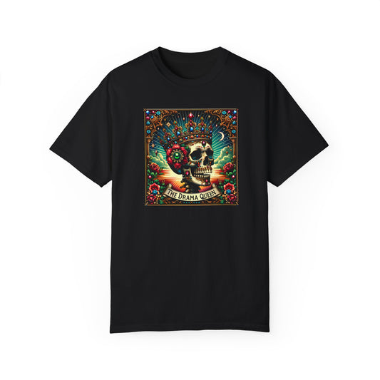 Drama Queen Skull T-Shirt - Unisex Garment-Dyed Tee for Bold Fashion