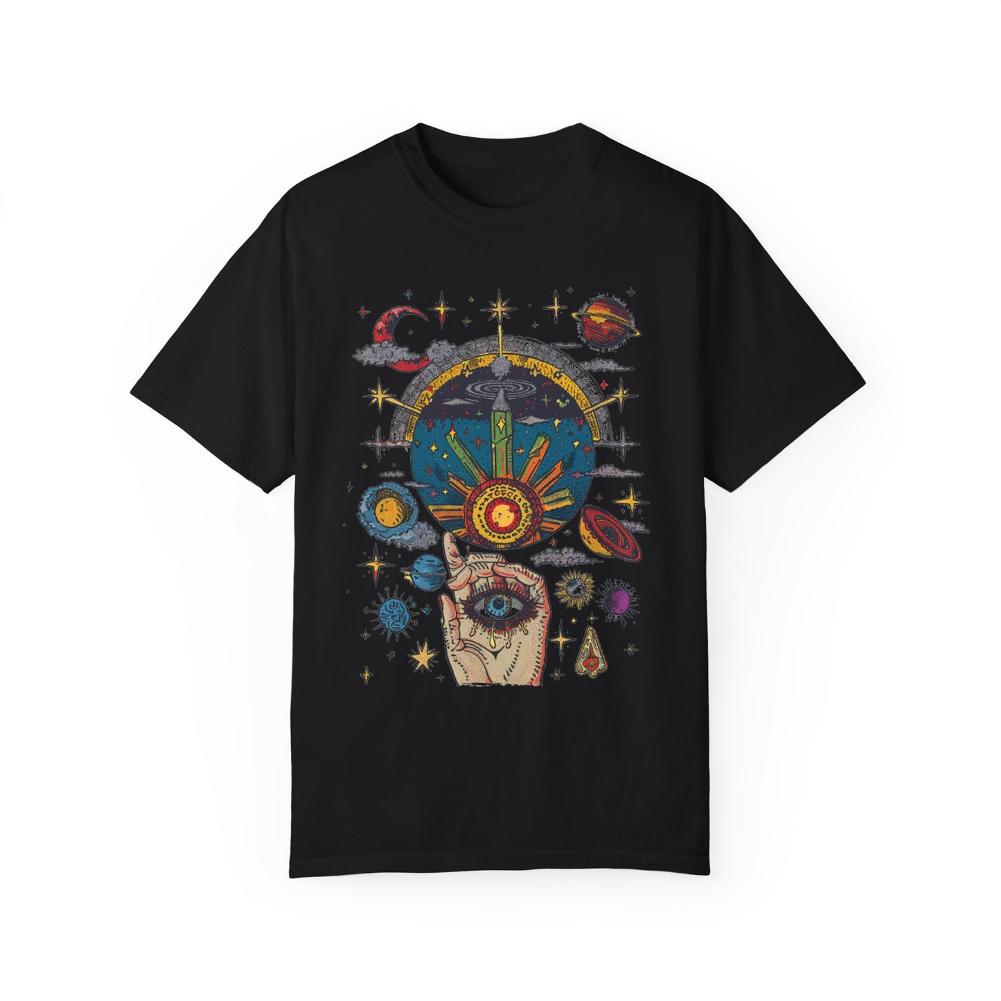 Cosmic Universe Unisex Garment-Dyed T-Shirt | Trendy Space Graphic Tee for Stargazers