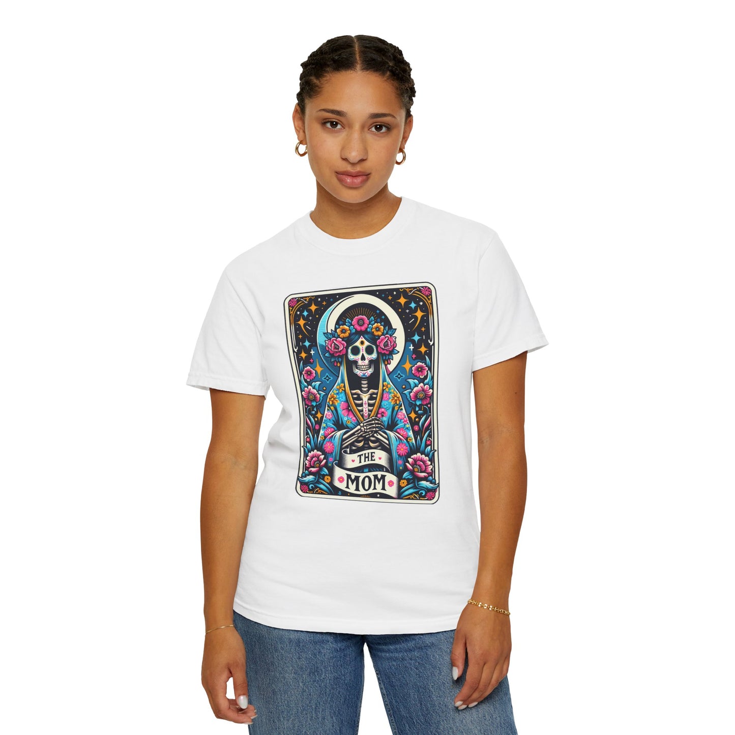 ‘The Mom’ Floral Skeleton Unisex Garment-Dyed T-Shirt for Mother's Day