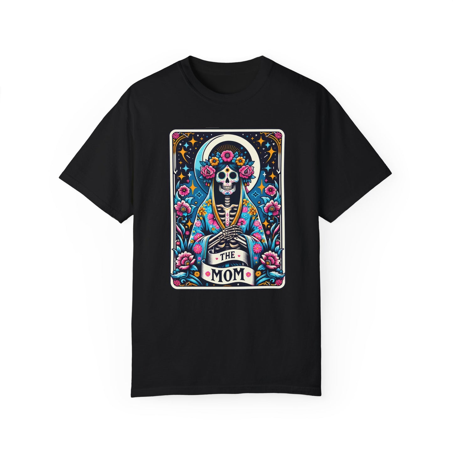 ‘The Mom’ Floral Skeleton Unisex Garment-Dyed T-Shirt for Mother's Day