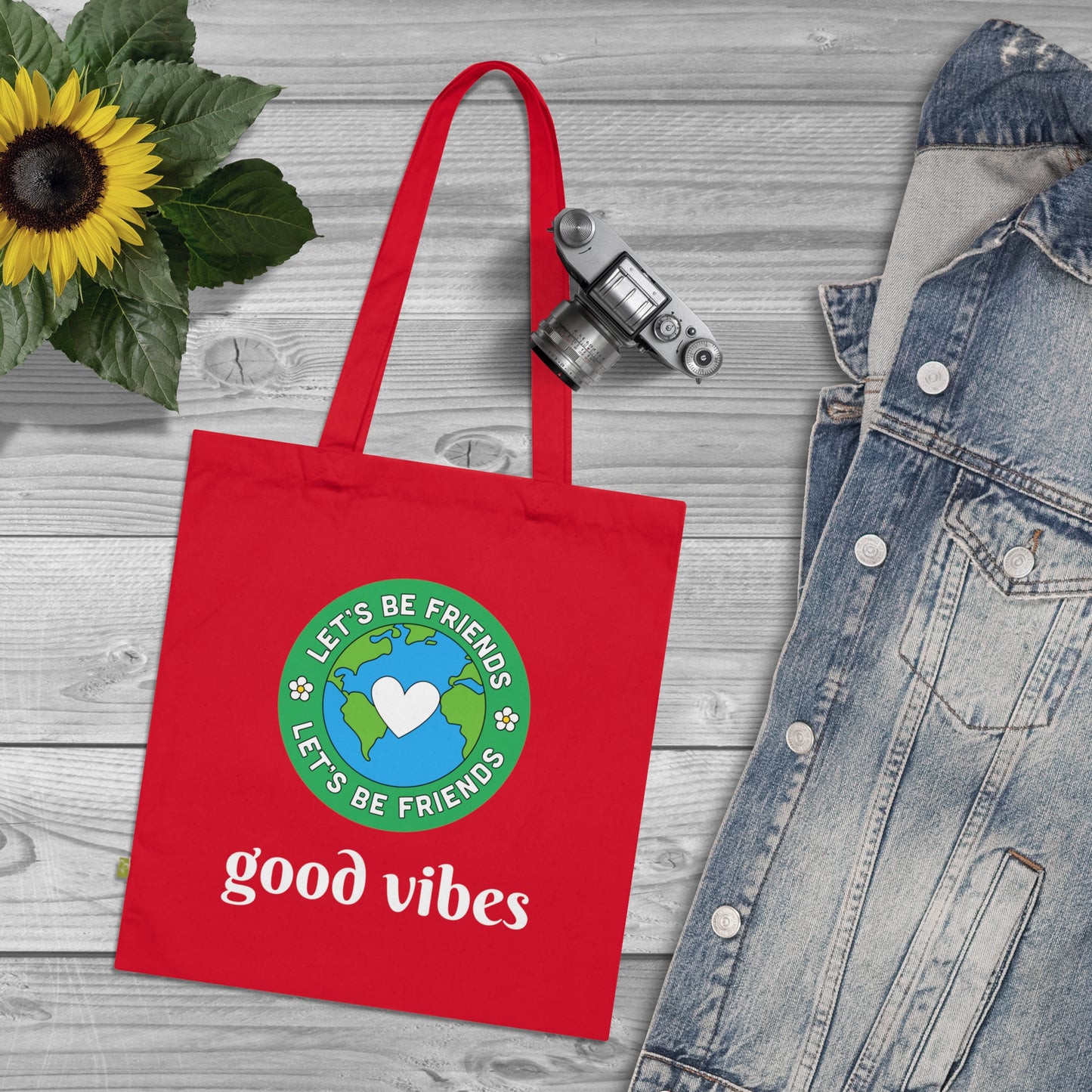 Good Vibe ~ Let’s Be Friends  Organic Cotton Tote Bag