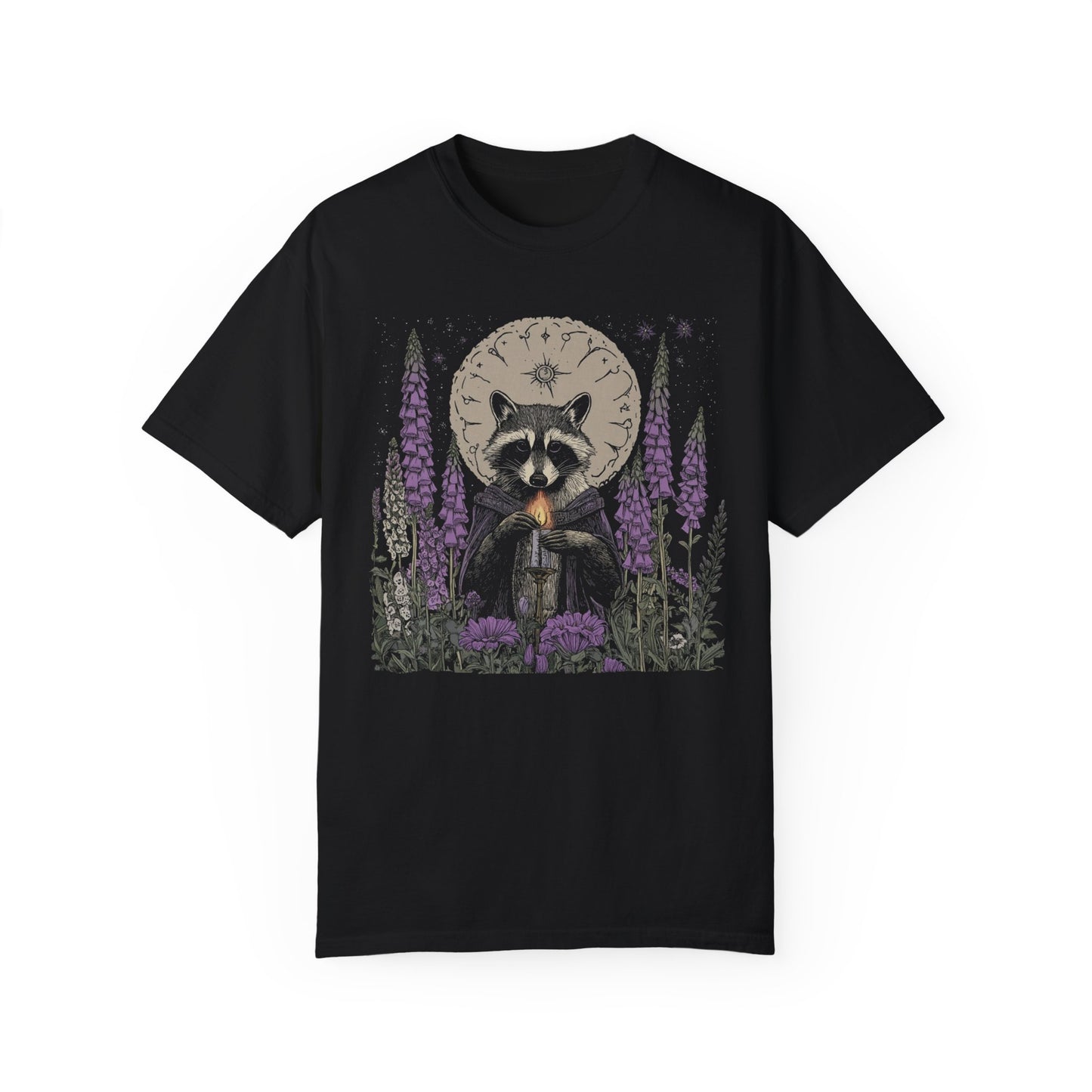 Mystical Raccoon T-shirt, Nature Lover Tee, Animal Art Shirt, Gift for Wildlife Enthusiasts, Eco-friendly Fashion, Moonlit Design