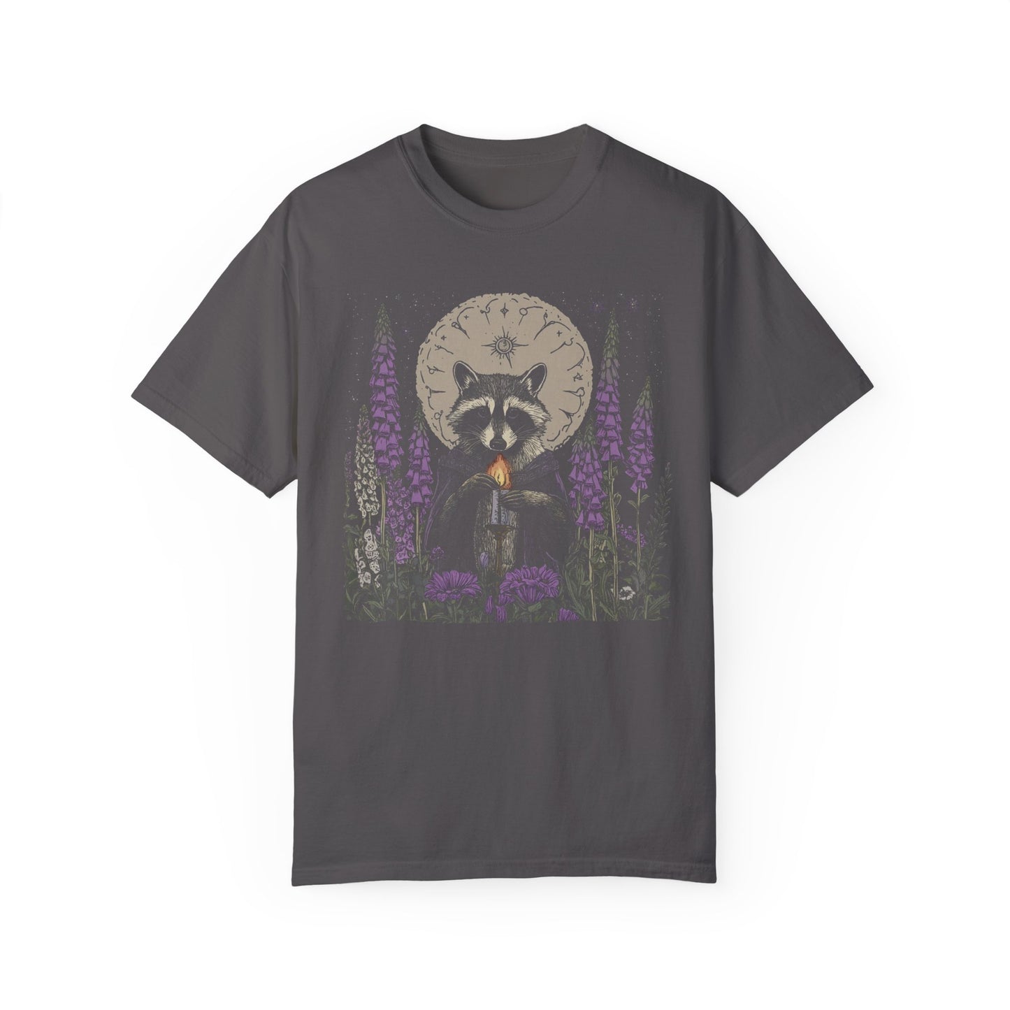 Mystical Raccoon T-shirt, Nature Lover Tee, Animal Art Shirt, Gift for Wildlife Enthusiasts, Eco-friendly Fashion, Moonlit Design