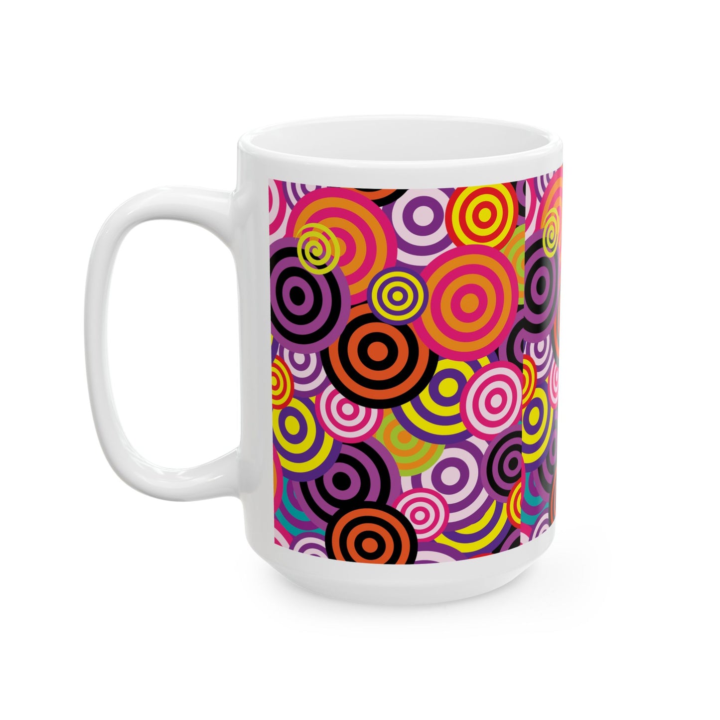 Colorful Circles Classic Ceramic Mug, (11oz, 15oz)