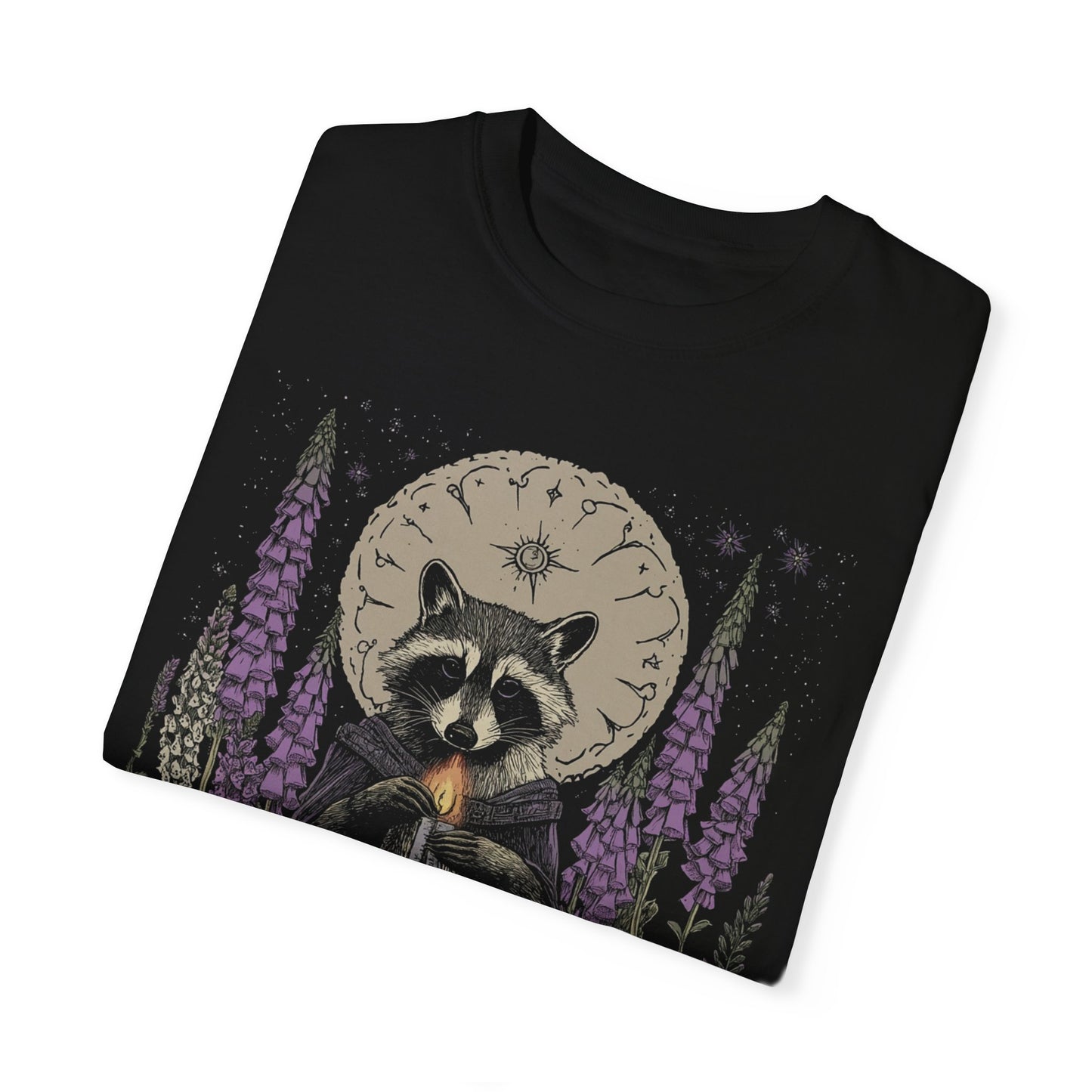 Mystical Raccoon T-shirt, Nature Lover Tee, Animal Art Shirt, Gift for Wildlife Enthusiasts, Eco-friendly Fashion, Moonlit Design