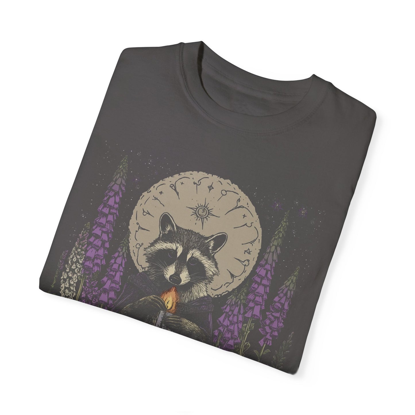 Mystical Raccoon T-shirt, Nature Lover Tee, Animal Art Shirt, Gift for Wildlife Enthusiasts, Eco-friendly Fashion, Moonlit Design